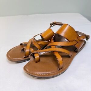 Crown Vintage Dandy Leather Strappy Tan Sandals Size 6M